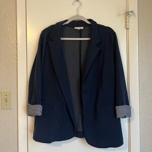 Skies Are Blue Navy Knit Blazer